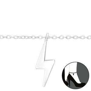 Sterling Silver Lightning Bolt Anklet